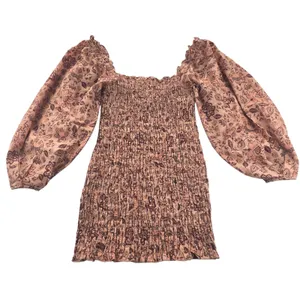Free People Smock it to‎ Me Mini Dress Pink Floral Print Long Balloon Sleeves S thumbnail 3