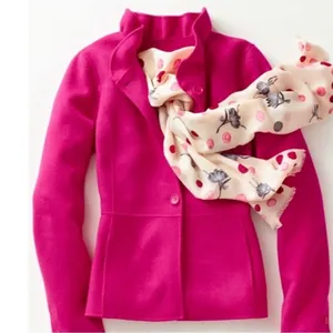 ✨TALBOTS RUFFLE-NECK DOUBLE-FACE SZ 6 HOT PINK JACKET✨ thumbnail 3