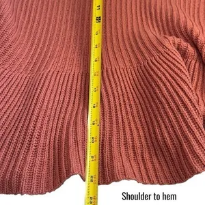 Free People Knit Cozy Pink Turtleneck Sweater Ruffle Cottagecore Feminine S thumbnail 11