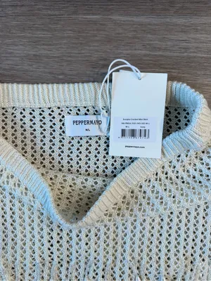 NWT Peppermayo Scorpio Crochet Halter Top (S/M) and Mini Skirt (M/L) in Ivory thumbnail 7