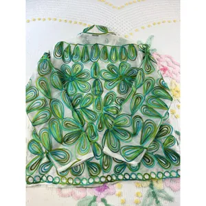 Laura Ashley Green Floral Embroidered Sheer Organza Button Down Shirt Large‎ thumbnail 12