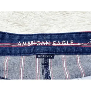 American Eagle Blue and Red Striped High Rise Mini Denim Jean‎ Skirt Size 6 thumbnail 6