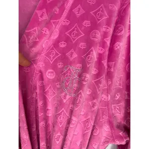 Juicy Couture Velour Monogram Robe Pink Size L/XL Bath Wrap Cozy Soft thumbnail 2