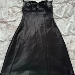 Threads & States black satin spaghetti straps cowl neck slip dress, size S party thumbnail 11