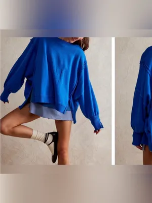 NWOT Free People We The Free Camden Sweatshirt - Lake Victoria - Large thumbnail 6