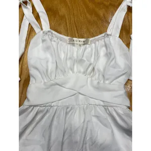 Rowa Peplum Tank Womens Small White Silk Lined Tie Preppy Wide Strap Top B61 thumbnail 2