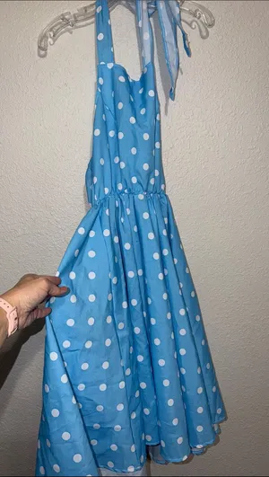 Costume overall dress blue with white polka dots Forum novelties halter dress thumbnail 1