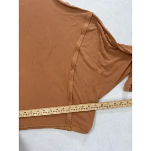 Free People We The Free Women M Terracotta Brown Ribbed Oversized Turtleneck Top thumbnail 6