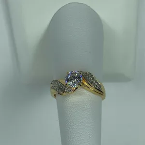 18K Gold-Plated Sterling Silver Cubic Zirconia Round CZ Swirl Bridal Se… thumbnail 3