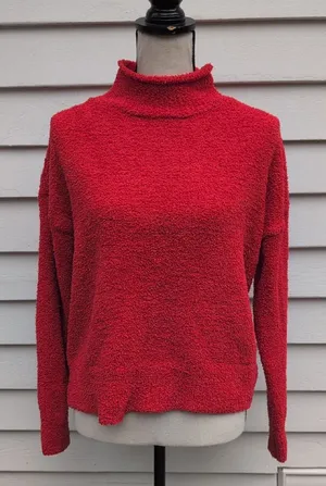 Sincerly Jules Fuzzy Turtle Neck Sweater Red thumbnail 1