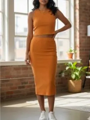 Shein Women’s Sunset Vibes Ribbed Two-Piece Set thumbnail 2