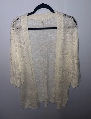 POL Open-Knit Cream Cardigan thumbnail 1