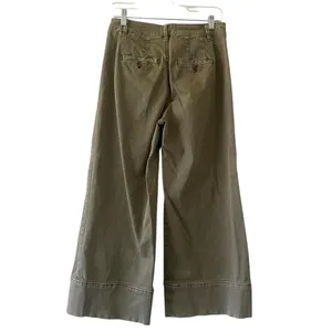 ✨ANTHROPOLOGIE Pintucked Olive Green Chino Wide Leg Cropped Sz 2 Pants✨ thumbnail 5