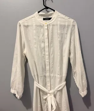 Ralph Lauren White Long Sleeve Tie-Waist Dress thumbnail 1