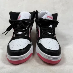 Puma Rebound V6 Womens 8.5 High Top Sneakers Black White Pink 403462-02 thumbnail 2