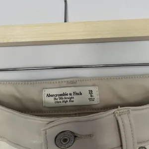 Abercrombie & Fitch white tan‎ leather topped straight leg jeans size 29 cotton thumbnail 4