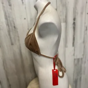 Romeo + Juliet Couture Faux Leather Bikini Top Large Brown Halter Triangle Brale thumbnail 2