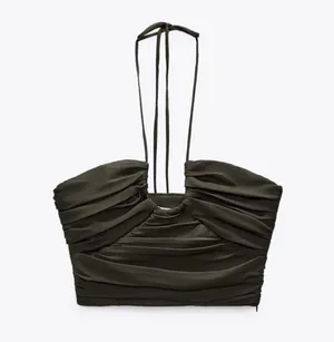 ZARA Satin Effect Drapped Halter Top thumbnail 4