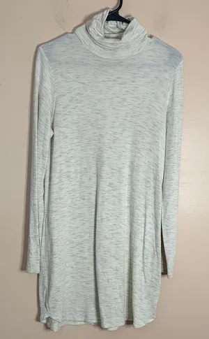 Abercrombie & Fitch Heathered Cream Turtleneck Long-Sleeve Dress thumbnail 1