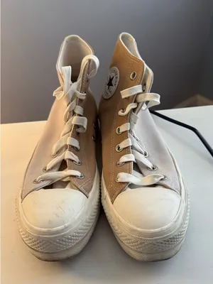 Converse High Top Platform Sneakers - Tan and Cream thumbnail 1
