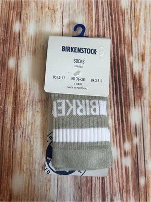 Birkenstock Light Gray Unisex Cotton Crew Stripe Socks Size Women’s 5-7 thumbnail 2