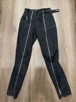 ALC Zipper Pants Flare Black High Rise Adjustable‎ Button Grunge Women's Size 2 thumbnail 1