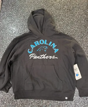 '47 Brand Women's Carolina Panthers Large Black Hoodie Hooded Sweatshirt NWT thumbnail 1