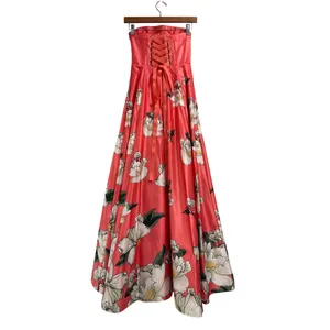 BHLDN Savannah Pink Floral Elegant Strapless Satin A Line Corset Dress NWT 0 thumbnail 4