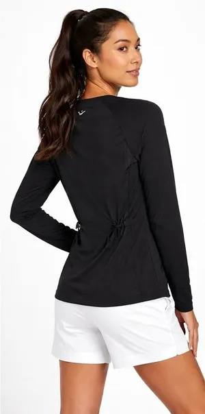 Footjoy Womens Black Athletic Top Drawstring Waist Mesh Panel M Golf Gorpcore thumbnail 1