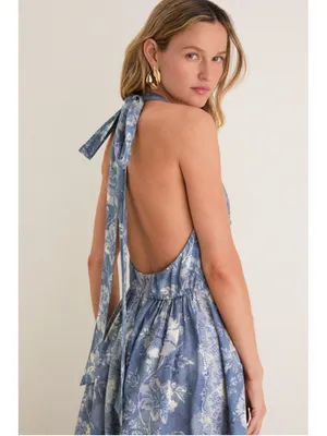 Tuckernuck Provence Hills Marcie Halter Linen Blend Maxi Dress Pockets Feminine thumbnail 12