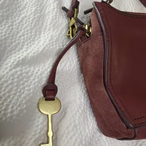Fossil Emma Burgundy Leather/suede Crossbody Bag Purse thumbnail 3