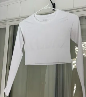 aerie white cropped athletic long sleeve thumbnail 1