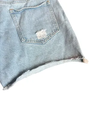 Edikted Light Wash Denim Shorts High-Waisted Distressed Raw Hem Size Small Women thumbnail 10