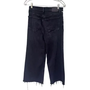 Citizens of Humanity Women's Lyra frayed cropped high-rise wide-leg jeans Black thumbnail 3