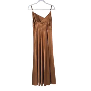 Birdy Grey Women L Rust Satin Cowl Neck Maxi Dress Bridesmaid Wedding Guest thumbnail 3
