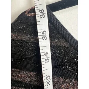 Peruvian Connection Black Gold Metallic Zig Zag Knit Cap Sleeve Mini Dress Small thumbnail 7