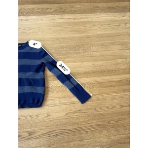 Banana Republic blue and gray wide striped long sleeve pullover sweater size M thumbnail 11
