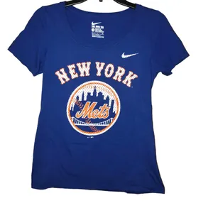 Nike The Tee New York Mets Scoop Neck Blue Small thumbnail 1