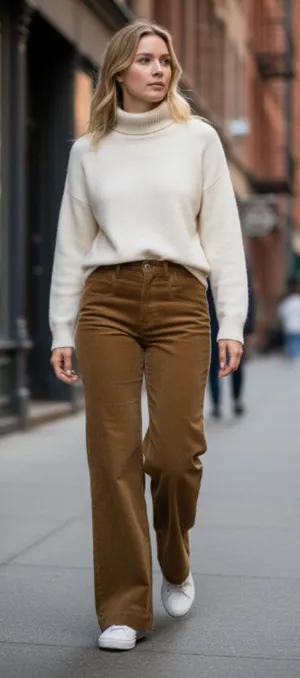 NWT 7 for all mankind Brown Corduroy Wide Leg Jeans SZ-26 thumbnail 1