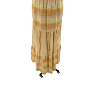 L*Space Clara‎ V-Neck Double Tiered Maxi Dress Yellow Orange Stripe Size Small thumbnail 11