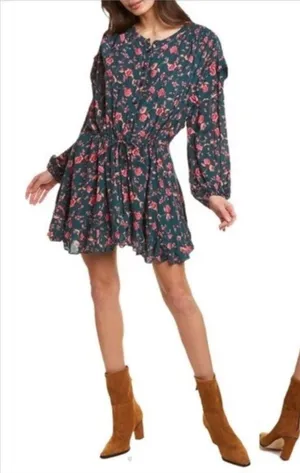 Free People Floral Print LS Free People Floral Print Long Sleeve Mini Dress M thumbnail 1