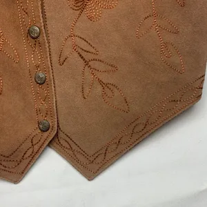 Northwest Territory size large leather embroidered vest Gold retro 90s grandpa thumbnail 4