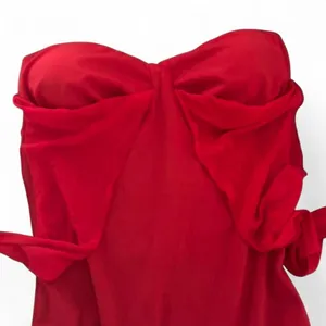 Bold and flattering‎ OGGI strapless bodysuit in a vibrant cherry red color thumbnail 3