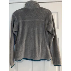 Patagonia Fleece‎ Jacket Womens Small Gray/Teal Polartec ReTool Snap-T Pullover thumbnail 2