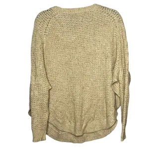 Lauren Ralph Lauren Womens Knit Sweater Medium Tan Oversized Fisherman Coastal thumbnail 3