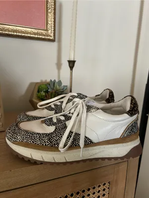 Madewell Kickoff Trainer Sneakers Olive Grove Multi Leather‎ Spots White Tan 9 thumbnail 4