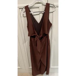Wilfred Aritzia Ecoulement Jumpsuit Brown Wide Leg V-Neck Back Tie Minimalist thumbnail 3