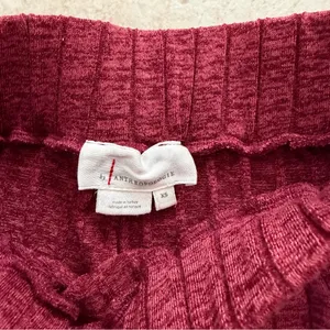 Anthropologie Pauline Midi Sweater Skirt Red Rouge Ruffled Ribbed Size XS thumbnail 6