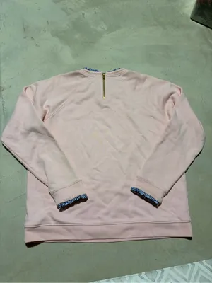 J. Crew Pink Crewneck Sweatshirt with Blue Trim large thumbnail 12