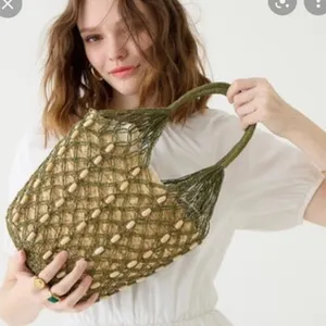 J.Crew Sedona beaded basket bag in straw olive thumbnail 1